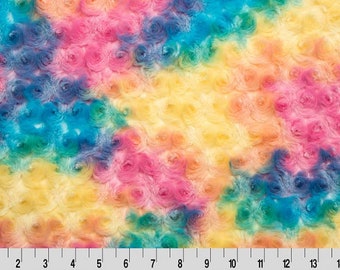 MINKY - Luxe Cuddle Rainbow Small Rose SORBET from Shannon Fabrics - 12mm pile