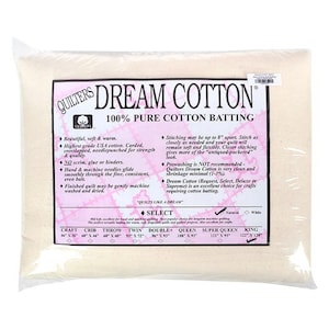 Cotone naturale Seleziona KING BATTING (circa 120"x122") da Quilters Dream Batting- Mid Loft Ottimo per quilting a mano e a macchina 100% cotone