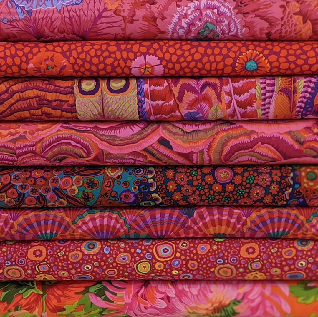 Kaffe Fassett BUNDLE SET in Reds & Pinks- 8 Fabrics Total- 100% High ...