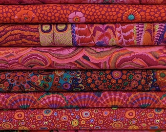 Kaffe Fassett FABRIC BUNDLE SET in Reds & Pinks- 8 Fabrics Total- 100% High Quality Quilt Shop Cotton- Patterns May Vary