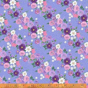 Bias Blossom en color Periwinkle de la colección In Bloom de Windham Fabrics: tela 100 % algodón