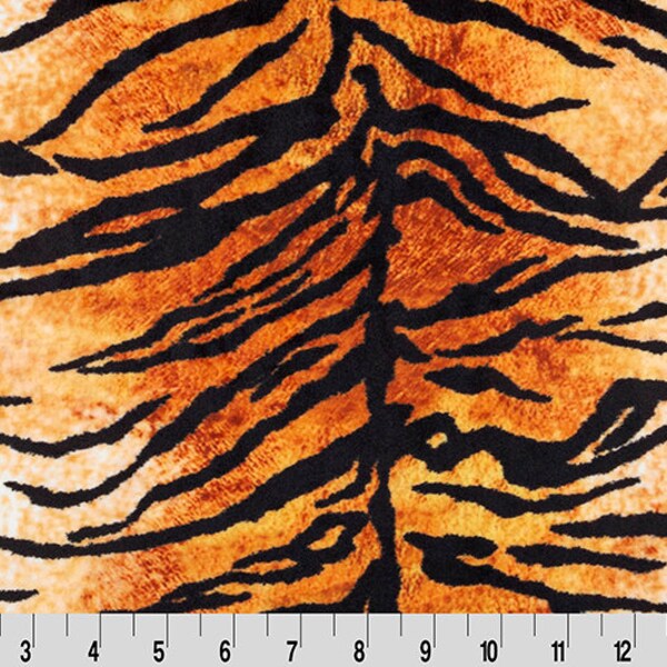 Fat Half Only 30"x36" MINKY DIGITAL PLUSH - Tiger Stripe Digital Cuddle® in Rust from Shannon Fabric- Plush Minky Fabric- 2.5mm Pile