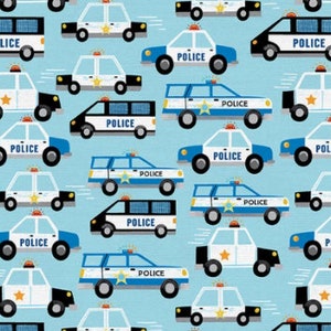 Police Cars from Working Wheels Collection by Arrolynn Weiderhold Paintbrush Fabrics - 100% Cotton - You Choose the Cut