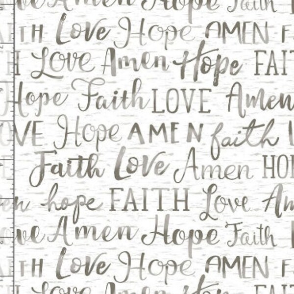 Hope, Faith, Love and Amen from O Come Let Us Adore Him Collection by Timeless Treasures Fabric - 100% Quilt Shop Quality Cotton