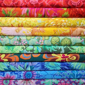 Kaffe Fassett Flowers BUNDLE SET From Free Spirit - 12 Fabrics Total - 100% High Quality Quilt Shop Cotton.  Patterns May Vary from Photo.