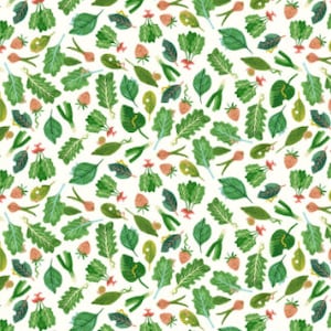 Grönsaker från gård till bord i ljus krämfärg från Dale Farm-kollektionen av Rebecca Jones för Clothworks-tyg - 100 % bomull - Du väljer snittet