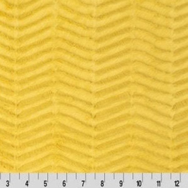 Luxe Cuddle® Ziggy in Buttercup Yellow Embossed Minky Fur from Shannon Fabrics - Zig Zags / Chevron- 12mm Pile By the yard