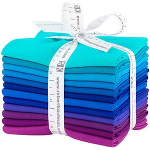 Kona Cotton Peacock Palette FAT QUARTER Bundle From Robert Kaufman- 12 Fabrics Total