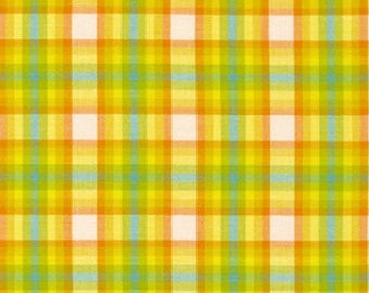 Colorful Plaid in Saffron Woven Fabric from Kitchen Window Wovens by Elizabeth Hartman for Robert Kaufman - 100% Cotton