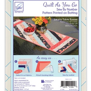 Sew by Number Pattern Printed BATTING Quilt As You Go Jakarta Table Runner from June Tailor - Finished size is approx 15 1/2" x 41"