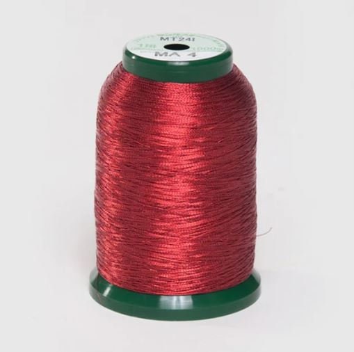King Star Red Metallic Embroidery Thread - 1,000 Meter Spool 40 wt.