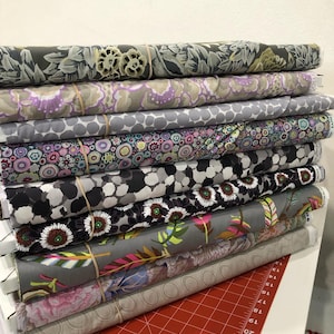 Kaffe Fassett Gray FABRIC BUNDLE SET From Free Spirit - 9 Fabrics Total - 100% High Quality Quilt Shop Cotton