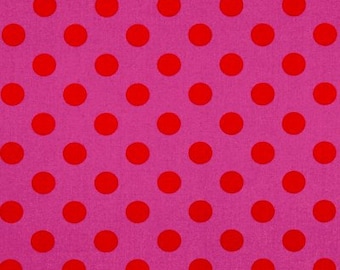 Tula Pink Pom Pom Polka Dots in Pink Peony From True Colors Pom Poms and Stripes Collection by FreeSpirit Fabric