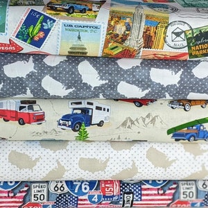 Sommer-Urlaub FABRIC BUNDLE SET aus amerikanischen Road Trip Kollektion für Windham Stoff - 100 % hochwertige Baumwollstoff - 5 Stoffe insgesamt