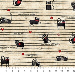 La vita è migliore con un gatto della collezione No Ordinary Cats di Bonnie Lemaire per Northcott Fabrics - 100% cotone Quilt Shop