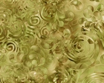 Swirling Texture OMBRE Blender in Moss Green from Effervescence Collection for QT Fabrics - 100% Cotton - Color Fades Light to Dark