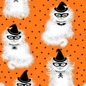 Witch Hats on Cats in Orange from the Spell on You Collection from Freckle + Lollie - 100% Cotton