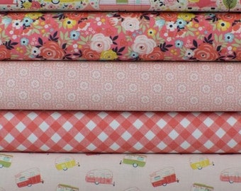 Coral Road Trip FABRIC BUNDLE SET from Joy in the Journey Collection for Riley Blake Fabric- 6 Fabrics Total- 100% High Quality Cotton