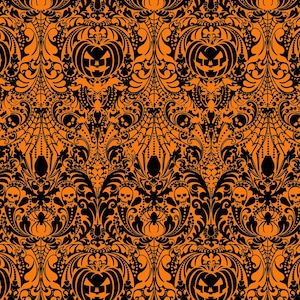 Hallows Eve Damask in Orange from the Spell on You Collection from Freckle + Lollie - 100% Cotton