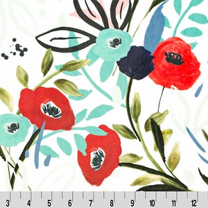 Fat Half ONLY 30"x36" Floral Minky-Lively Flower Bouquets Spearmint Digital Cuddle® MINKY by Shannon Fabrics 2.5mm Pile