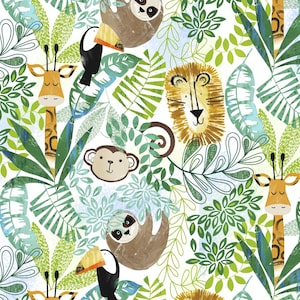 Doppelseitiger Minky - JUNGLE BOOGIE Cloud Cuddle Woodland von Shannon Fabrics - 3 mm Vorderseite, 4 mm Rückseite