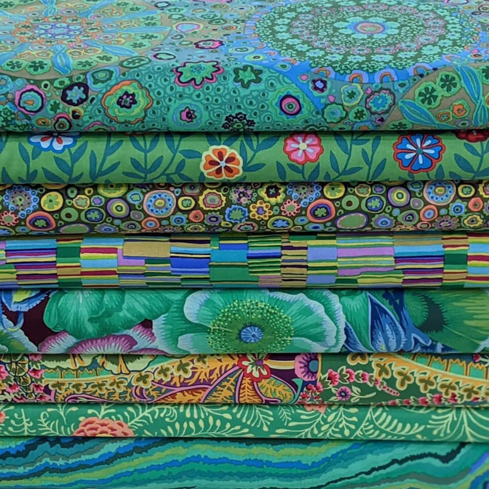 Kaffe Fassett FABRIC BUNDLE SET in Greens From Free Spirit 8 Etsy