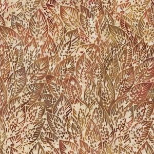 BATIK FABRIC - Large Wheat Leaves in Cinnamon from Autumn Sunset Collection by Island Batiks