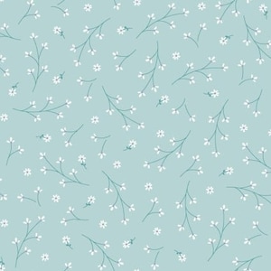 Pretty Petals Aqua Blue From Kimberbell Basics Collection for Maywood Studio - 100% Cotton