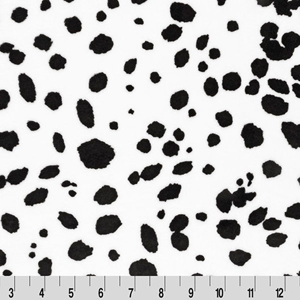 Dalmation Dog Cuddle® in Snow White & Black From Shannon Fabrics - 3mm Pile - Pick Your Cut