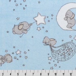 Dream Big Cuddle® Baby Blue Elephant MINKY della collezione Digital Cuddle di Shannon Fabric - pelo da 2,5 mm