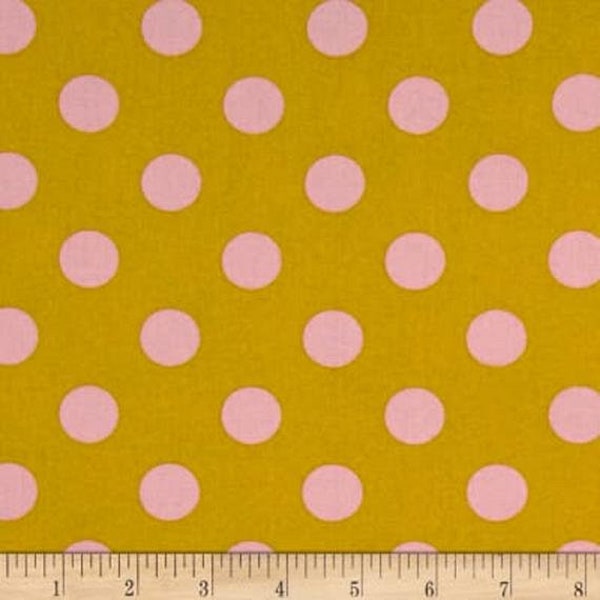 Tula Pink Pom Pom Polka Dots in Marigold From True Colors Pom Poms and Stripes Collection by FreeSpirit Fabric