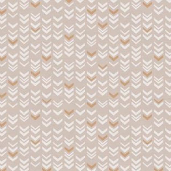 Geometric Arrow Stripe in Tan Gray from Jungle Baby Collection by PBS Fabrics - 100% Cotton Fabric