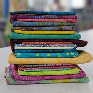 Assorted Batik Scrap Pack - 2.5-3 Yards Total in Each Pack- Colors, Sizes and Patterns Vary