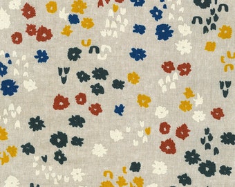 Flax Floral by Anna Graham from the Riverbend Collection by Robert Kaufman Fabric - Linen and Cotton Blend