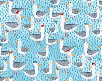 Sea Gulls on Parade from the Out to Sea Collection by Hafsa Iftikhar for Northcott Fabrics - 100% Cotton