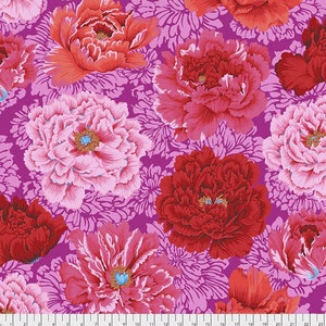 Brocade Peony in Hot From Kaffe Fassett Collective Classics Collection by Free Spirit Fabric- 100% Quality Cotton