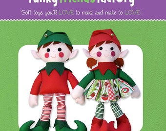 PAPER PATTERN - Edward & Edwina Christmas Elf Doll Twins from Funky Friends Factory