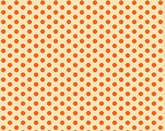 Orange fabric by the yard #20435 orange calico orange dots fabric orange polka dots fabric