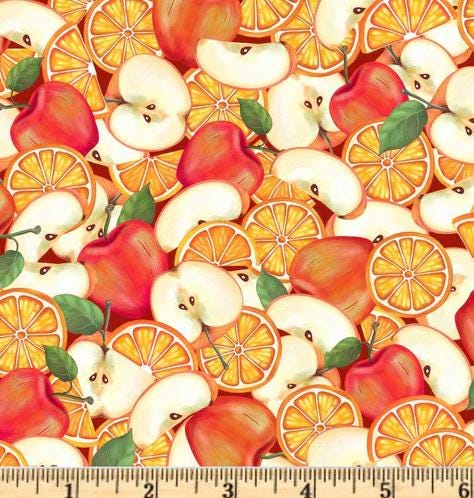 Packed Fruit in Multi from the Hot Cider Collection from P&B Textiles - 100% Cotton