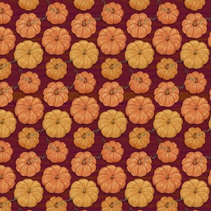 Pumpkins on Red from the Fall Flavors Collection by PBS Fabrics - 100% Cotton Fabric