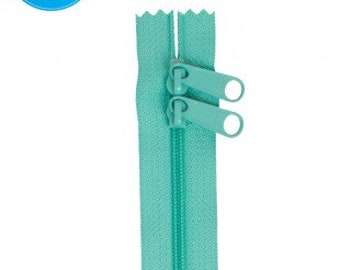 ZIPPERS - Zíper de bolsa dupla deslizante verde turquesa de 40" da Patterns By Annie