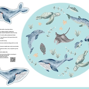 AUSVERKAUFT - Sea Life Spielmatte & Wal Plushie Digital Cuddle® 45&quot; PROJECT PANEL in Multi by Shannon Fabrics - 2,5 mm Flor - Digitaldruck