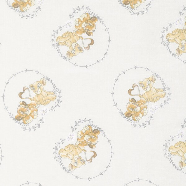 Lion King Fabric- Baby Simba and Nala From Disney Sentimental Collection by Camelot Fabric 100% Cotton