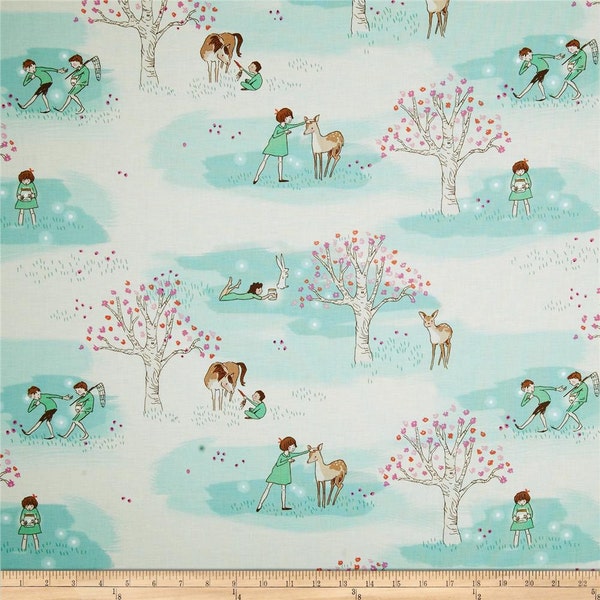 Fat Quarter (18"x22") ONLY of Turquoise Wander Woods from Michael Miller