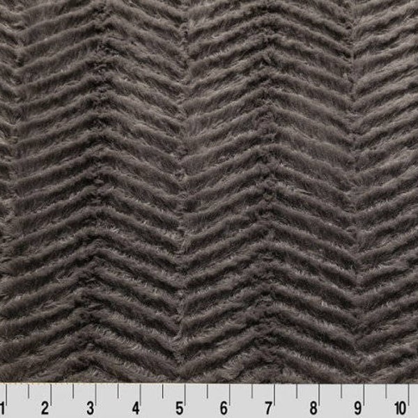 Luxe Cuddle® Ziggy in Pewter Gray Embossed Minky Fur from Shannon Fabrics - Zig Zags / Chevron- 12mm Pile