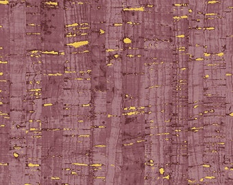 May include: A close-up of a textured cork surface with a reddish-brown background and gold flecks throughout.