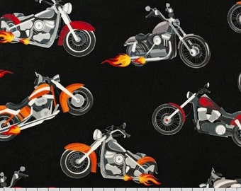 Fat Half ONLY 30"x36" Born to Ride Motorcycle Digital MINKY from Shannon Fabric's Digital Cuddle Collection - 2.5mm pile