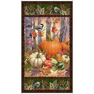 Harvest 24" Panel in Multicolor aus der Autumn Forest Kollektion von ©Gina Jane Lee für Quilting Treasures Fabrics - 100% Baumwolle
