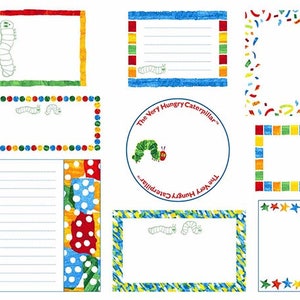 Caterpillar Label PANEL (approx 17&quot;x44&quot;) from The Very Hungry Caterpillar 50th Anniversary Collection by Andover Fabrics