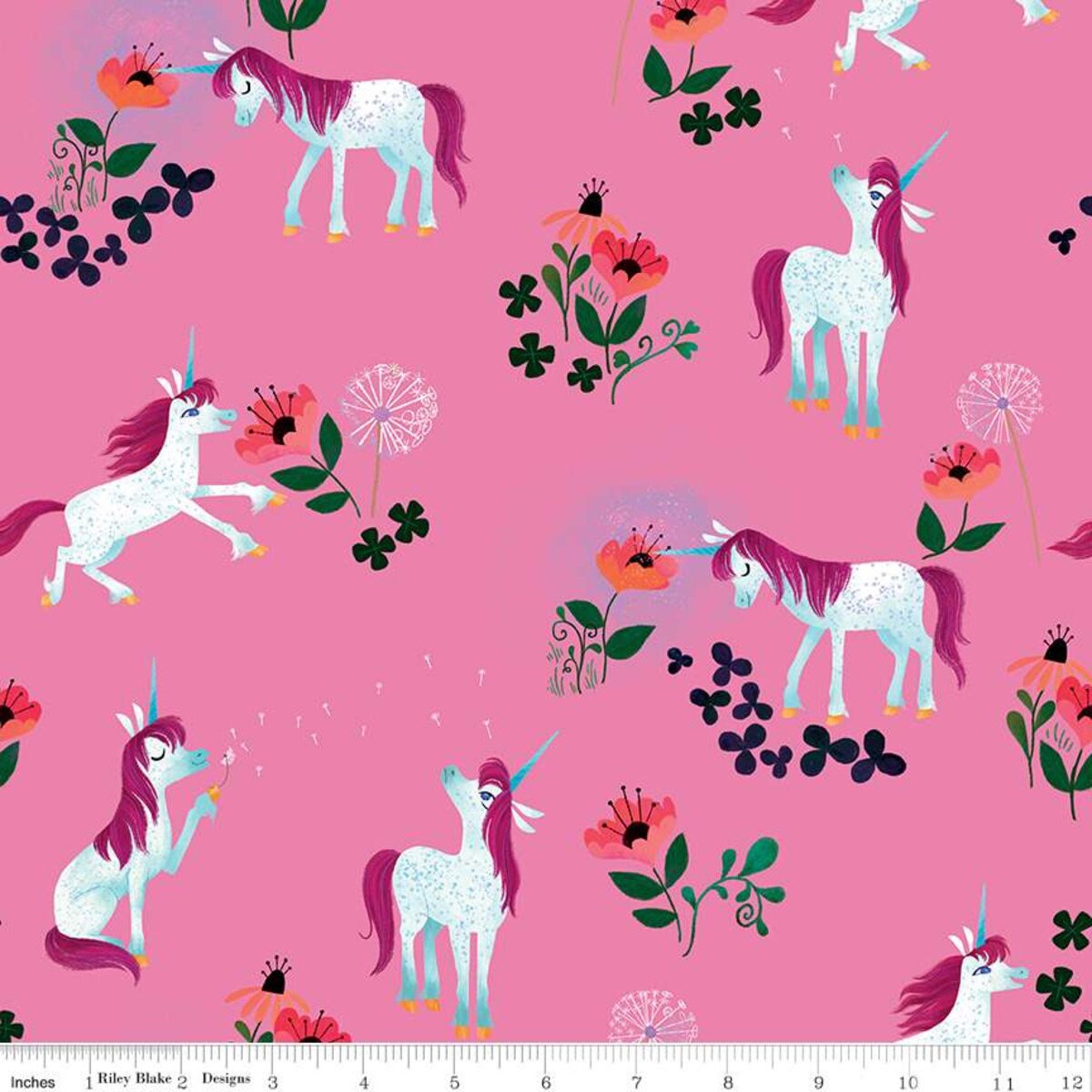 Einhorn im Garten toss in Pink von Uni die Einhorn